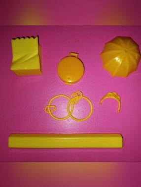 Barbie size yellow doll house accessories